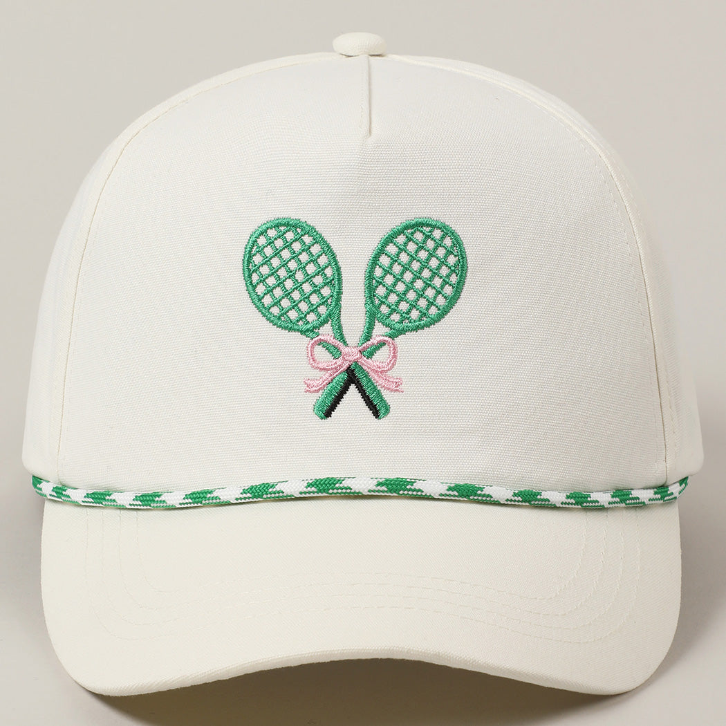 Tennis Racquets Ribbon Embroidery Trucker Hat