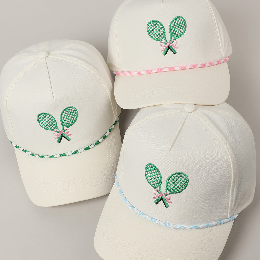 Tennis Racquets Ribbon Embroidery Trucker Hat