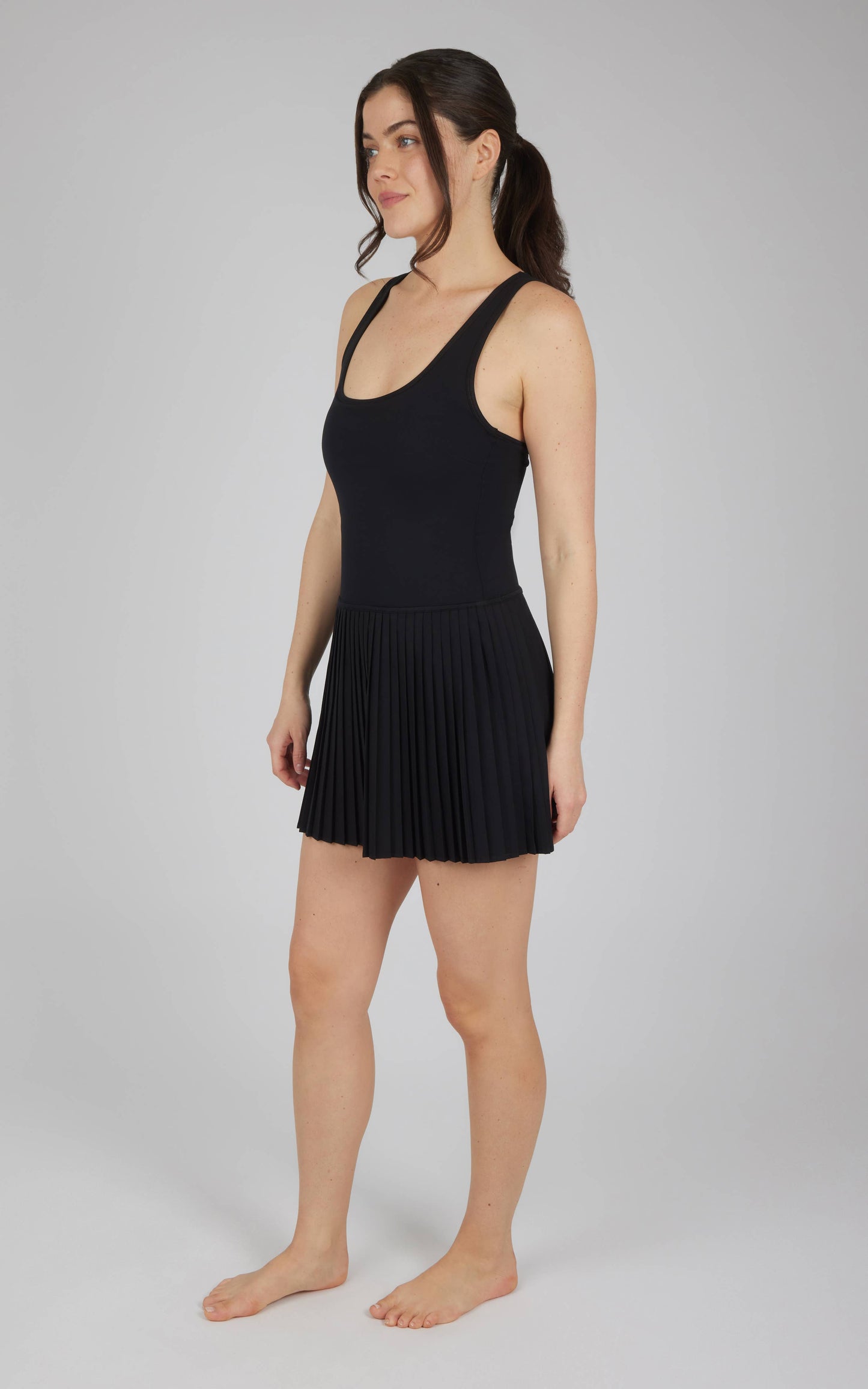 Women's Lux Racer Back Mini Pleated Tennis Dress Navy Blue