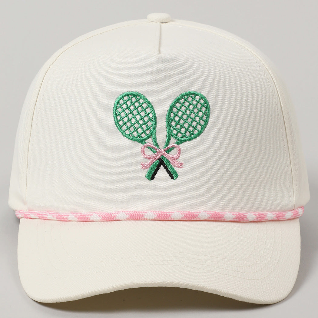 Tennis Racquets Ribbon Embroidery Trucker Hat